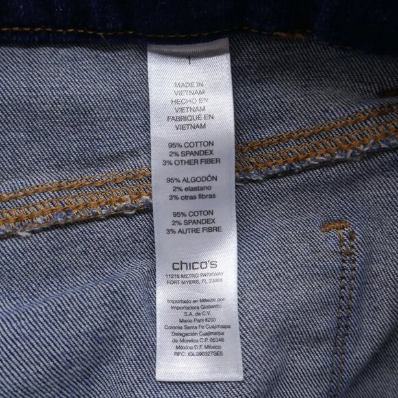 Chicos Womens Platinum Jegging Jeans 1 Size 8 Blue Distressed Studded Stretch - Picture 11 of 11